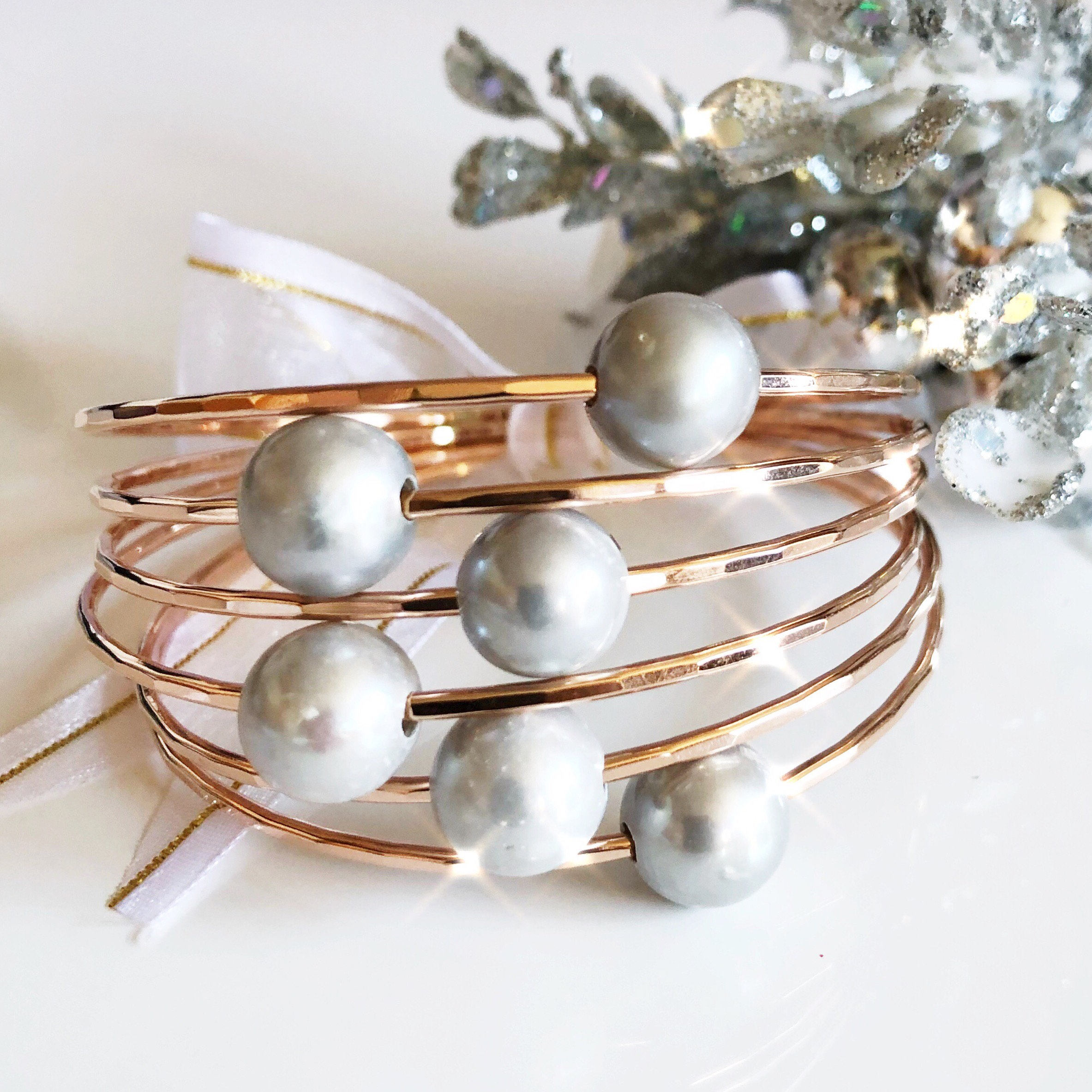 タヒチアンパール　バングル　Maimoda Jewelry タヒチアンパール13mmメンズバングル MAILE(マイレ