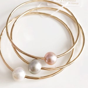 Ally bangles set - pearl bangles set - white pearl bangle - silver pearl bangle - pink pearl bangle - pearl bracelets (B230)