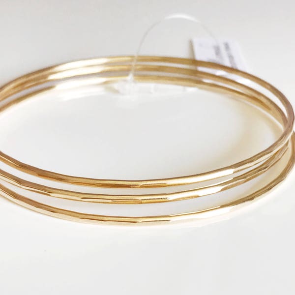 Carly bangles set - Gold filled bangle set - bangle set - bridesmaid gift - stacking bangle set - Contemporary jewelry (B184)