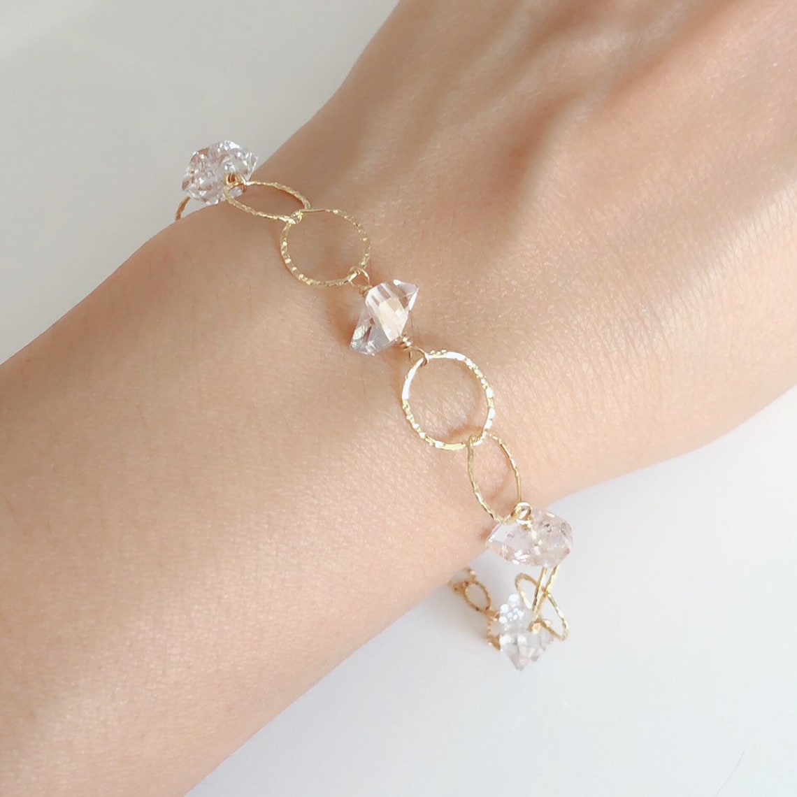 Bracelet ABELLA herkimer diamond bracelet tin cup bracelet Etsy