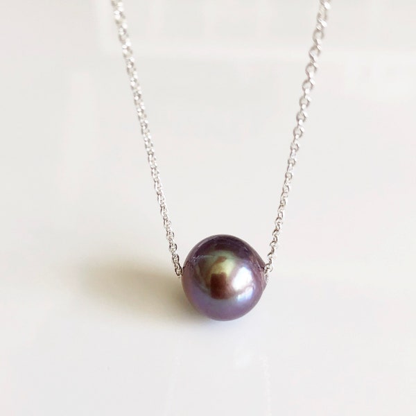 Necklace KEA - lavender pearl necklace - purple pearl necklace (N326)