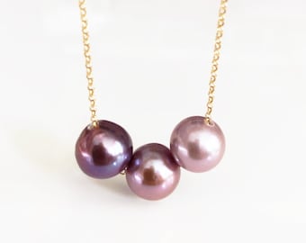 Necklace KRISTI - lavender pearls necklace - ombre pearls necklace (N322)