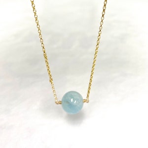 Aquamarine necklace - March birthstone necklace - birthstone necklace (N377)