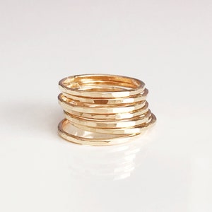 Clara rings set - 7 rings set - gold stackable rings set - gold filled band - gold filled skinny ring set. (R122)