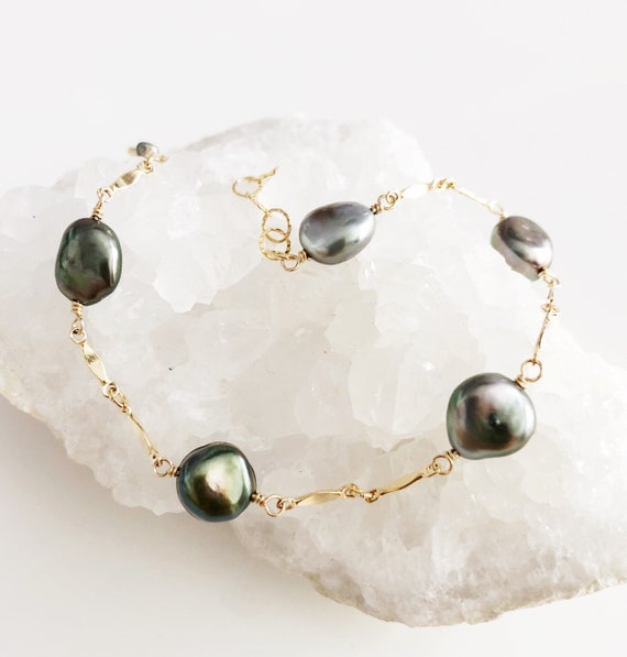 Keshi Shaped Freshwater Pearl Link Bracelet