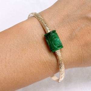 Bangle ALII - tube shaped jade bead bangle - Hawaiian heirloom bangle (B567)