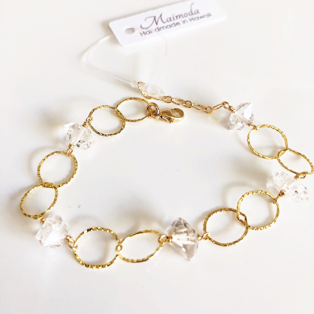 Bracelet ABELLA Herkimer Diamond Bracelet Tin Cup Bracelet Etsy