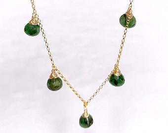 Emerald Gemstone Necklace: Gold Filled May Birthstone Choker