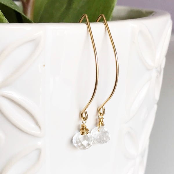 Earrings Gemma - crystal quartz earrings - marquise earrings - crystal quartz dangle  (E406)