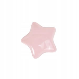May include: A light pink, star-shaped object with rounded edges. The object has a smooth, glossy surface and appears to be made of a solid material. The star is centered against a white background.