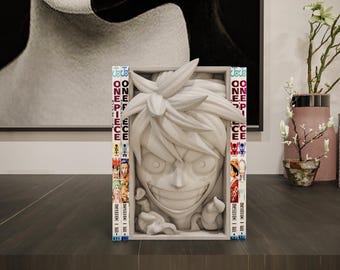 Angolo lettura avventura pirati anime, inserto per scaffale stampato in 3D, diorama di capitano di mare fantasy, decorazione