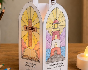 Let your light shine paper lantern craft, Sunday school lesson, christian older kids ministry, homeschool printable