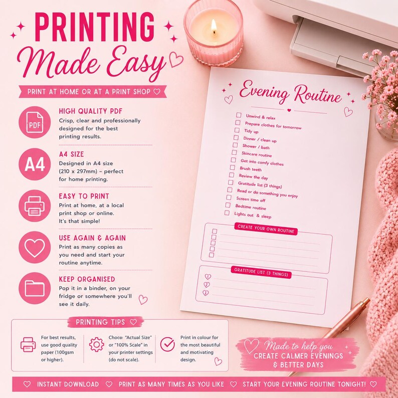Evening Routine Printable | Night Checklist A4 | Bedtime Planner ...