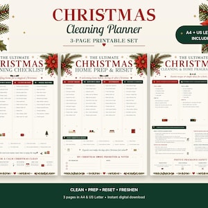 Christmas Cleaning Checklist Printable, 3 Page Home Prep & Reset Planner, Simmer Pot And Fragrance Ideas, A4 US Letter PDF