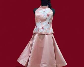 Rose Gold Satin Midi Dresses