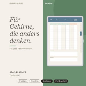 ADHD-planerare odaterad tysk | Digital GoodNotes-planerare PDF | iPad Android | Tidlös utgåva SAGE