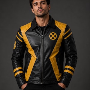 X-Men Inspired Leather Jacket for Men | Real Leather & Faux Leather Cosplay Biker Jacket | Mutant Superhero Costume Gift