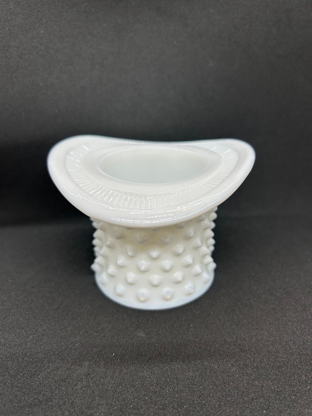 Fenton Milk Glass Hobnail Top Hat Toothpick or Match Holder Etsy