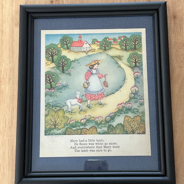 Mother Goose Mary had a Little Lamb Framed Art Austin Illustrator