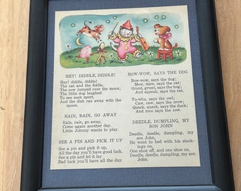 Mother Goose Hey Diddle Diddle Arte enmarcado Austin Illustrator