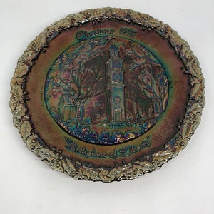 Fenton Carnival Glass Plate Christmas 1975 No 6 Birthplace of Liberty