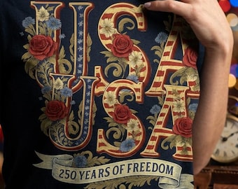 USA 250th Anniversary Retro Graphic Tee, Patriotic Freedom Comfort Colors® Shirt