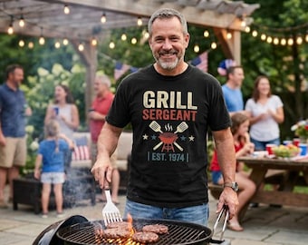 Grill Sergeant Shirt | Funny 4th of July BBQ Dad Tee | Fathers Day Gift for Dad | Patriotic Grilling Shirt | Funny BBQ Dad Gift