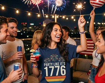 Party Like Its 1776 Shirt | Funny 4th of July Retro Tee | Vintage Sunset Independence Day Shirt | Fireworks Party Tee | July 4th Humor Gift
