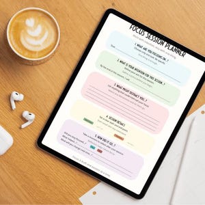 Utskrivbar planerare för fokussessioner | PDF för långsam produktivitet | Arbetsblad för djupt arbete och fokus