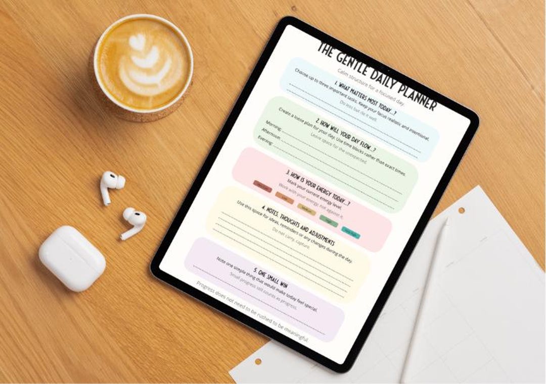 Gentle Daily Printable Planner | Slow Productivity PDF | Flexible ...