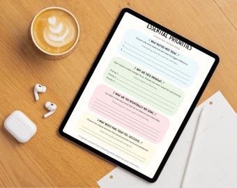 Planejador de Prioridades Essenciais para Imprimir | PDF de Produtividade Lenta | Planilha de Prioridades Diárias