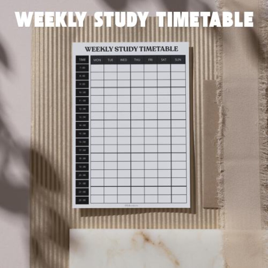 Weekly Study Timetable Printable PDF | Student Planner | A4 A5 US ...