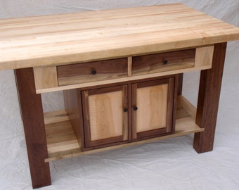 Butcher Block Kitchen Island - Walnut and Maple