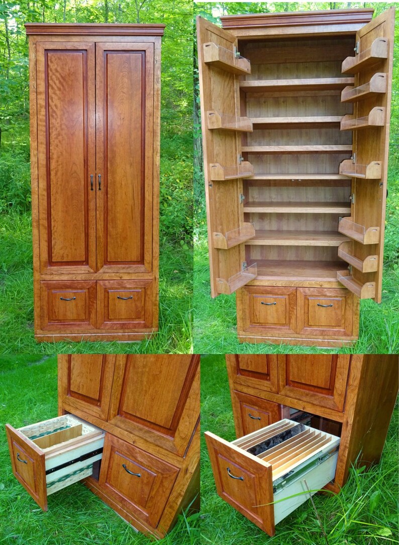 Very large Cherry Pantry with door shelves and Plenty of Extras image 2