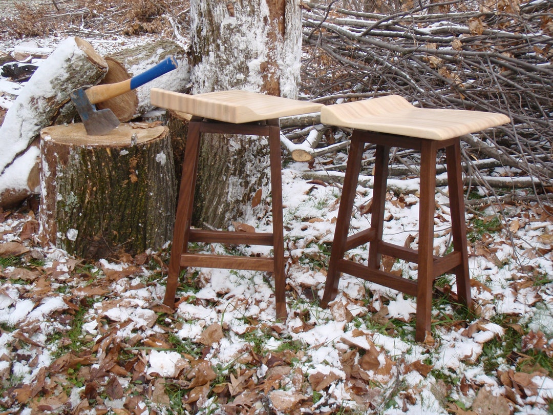 Extra Comfy Stool in Maple and Walnut - Etsy