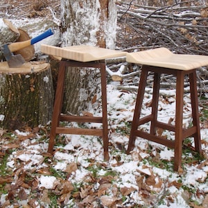 Extra Comfy Stools in Maple and Walnut
