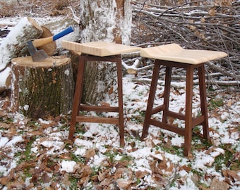 Extra Comfy Stools in Maple and Walnut