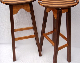 Curvy and Swervy Bar Stool with Walnut Legs