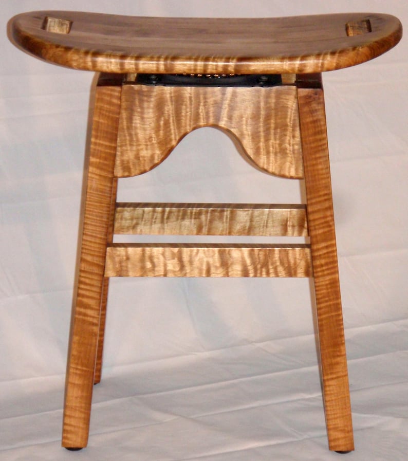 Rare Tiger Maple stool with Golden Stain image 1