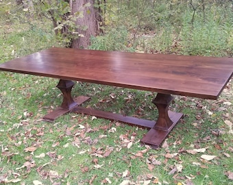 Large Walnut Dining Table with Custom Base