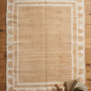 Handvävd bomull Jute Kilim Matta | Diamant geometriskt mönster | Boho Area Matta | Handvävd Dhurrie-matta i jutebomull