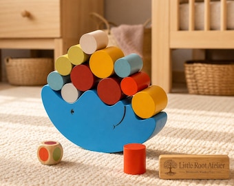 Juego de equilibrio lunar / Juguete apilable Montessori / Concentración y atención plena para niños / Juguete relajante para TDAH /