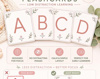 Minimal ABC Flashcards | Low Distraction Alphabet Learning (Digital Download)