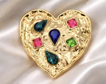 Heart Brooch  Bright Accessory With Stones Stylish Brooch Gift