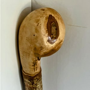 Natural Hazel Knob Walking-Hiking Stick with Rustic Bark. Unique Kinked Walking Stick