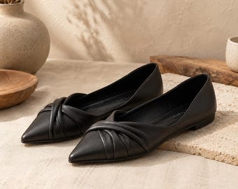 Bailarinas negras de punta para mujer, suela suave, sin cordones, cómodas, para la oficina, el trabajo, el trabajo, minimalistas, elegantes, para viajar, para el día a día y para fiestas.