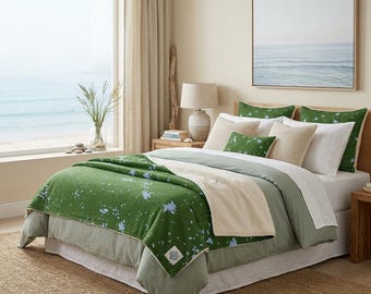 Sherpa Fleece-Decke, Fleece-Decke, Bio-Muster, gemütliche Moos Bettwäsche, Natur inspirierte Dekoration