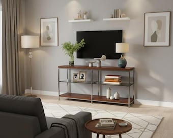 55” Console Table with Storage Shelves