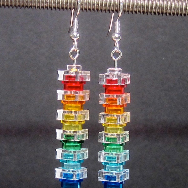 Transparent rainbow earrings with silver plated ear wires