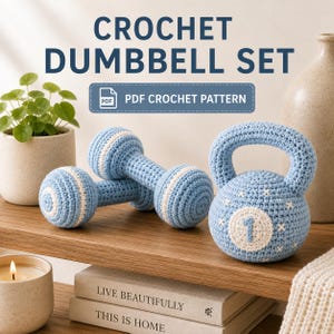 Virkat hantelmönster med kettlebell: Amigurumi gymdekor (PDF-nedladdning)